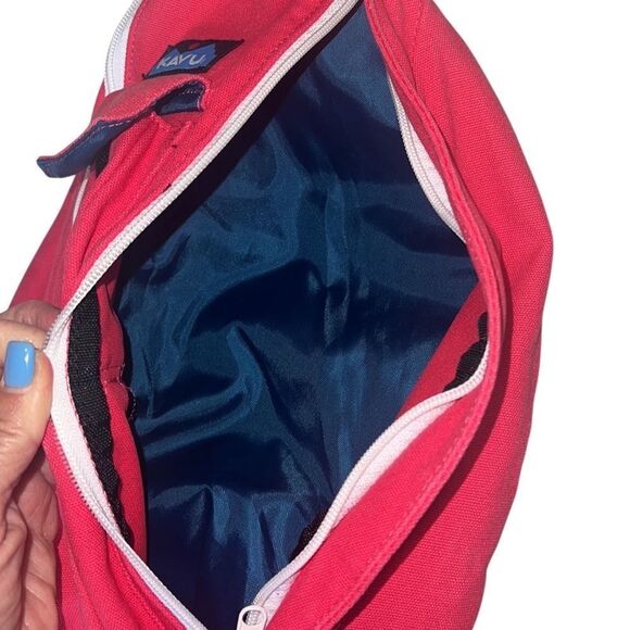 Kavu Pink Cotton Adjustable Strap Multiple Zip Pockets Sling Backpack - Picture 6 of 13